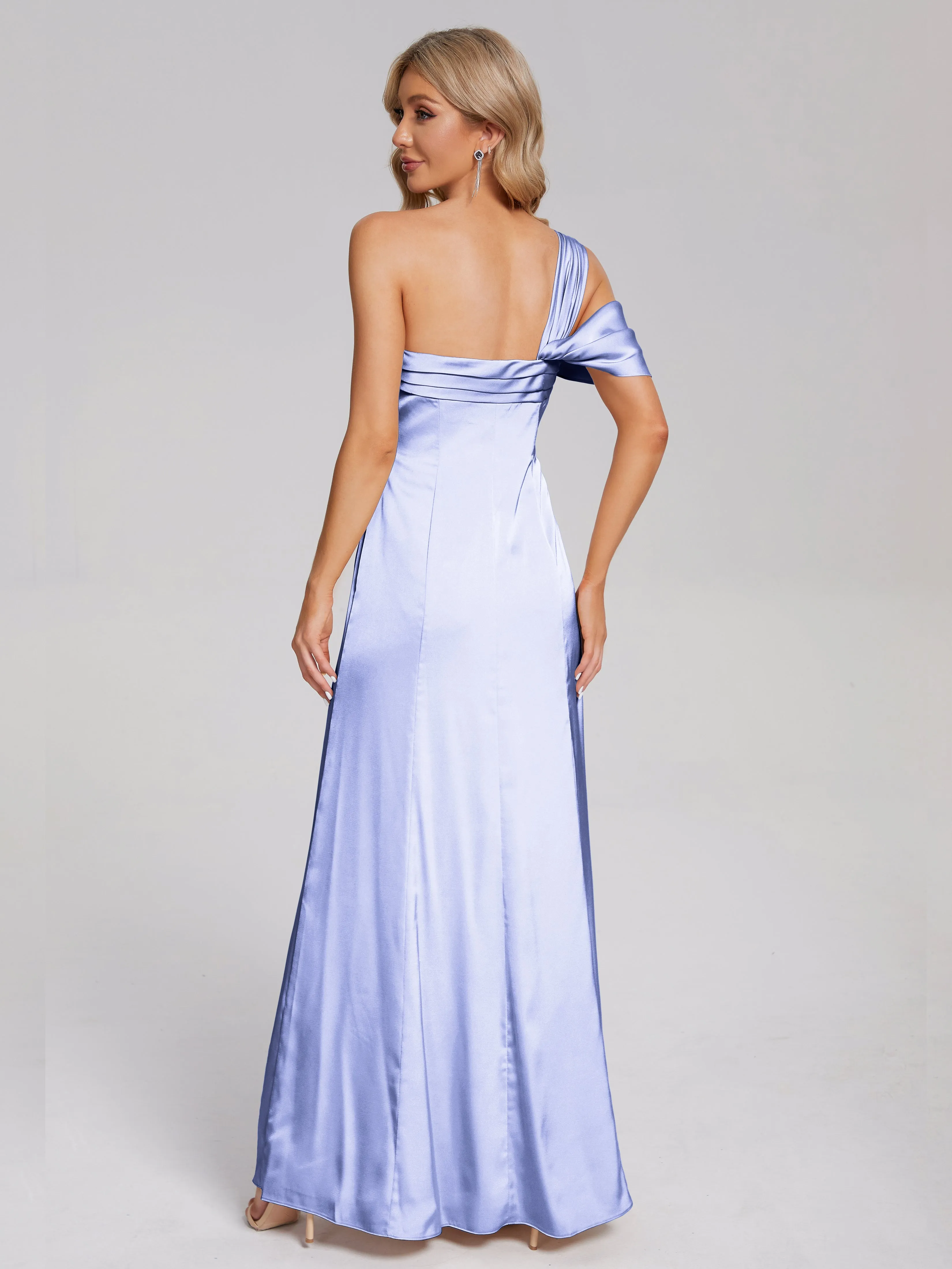 Raelyn Asymmetrical Pleats Soft Satin Dresses