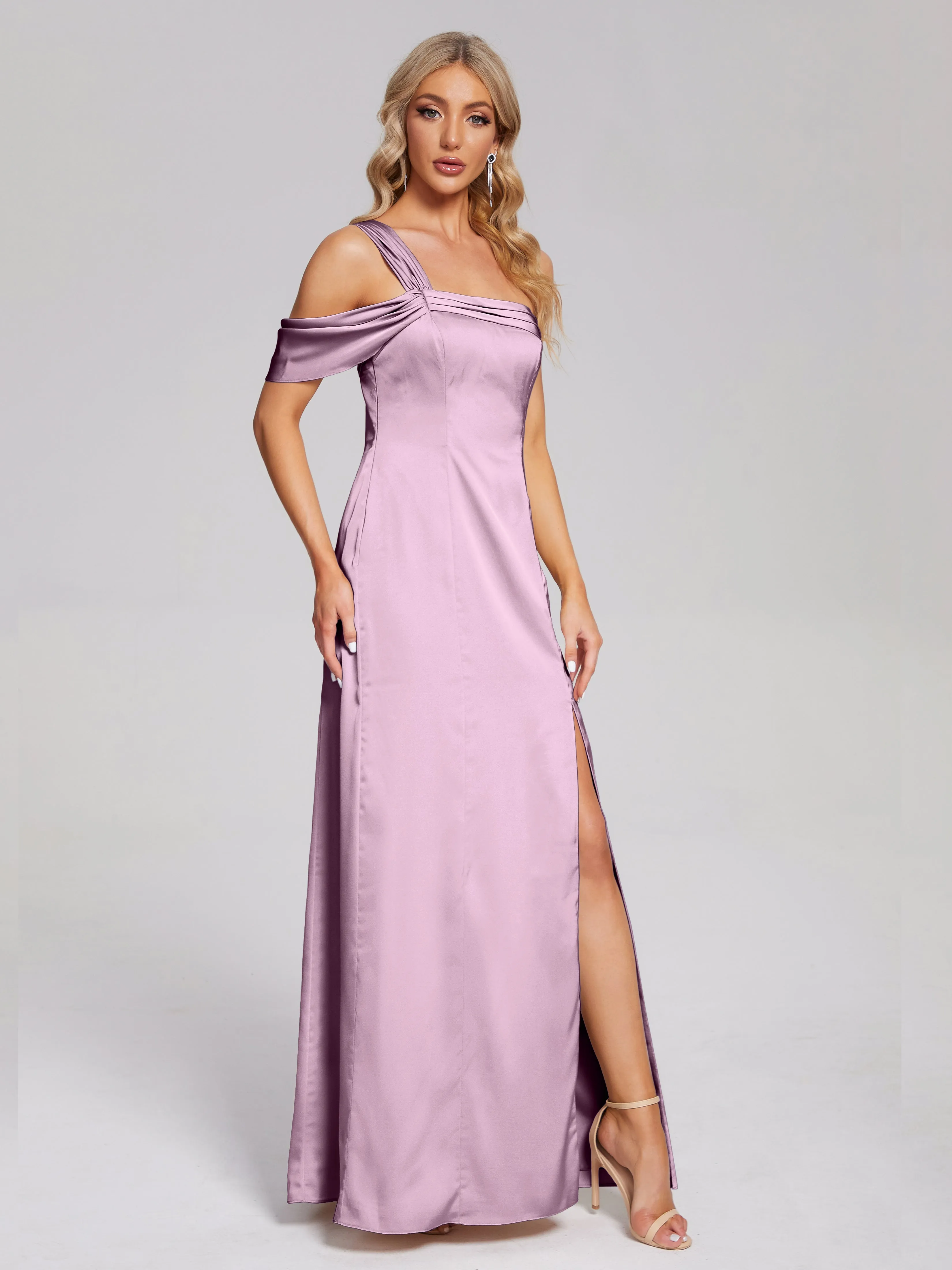 Raelyn Asymmetrical Pleats Soft Satin Dresses