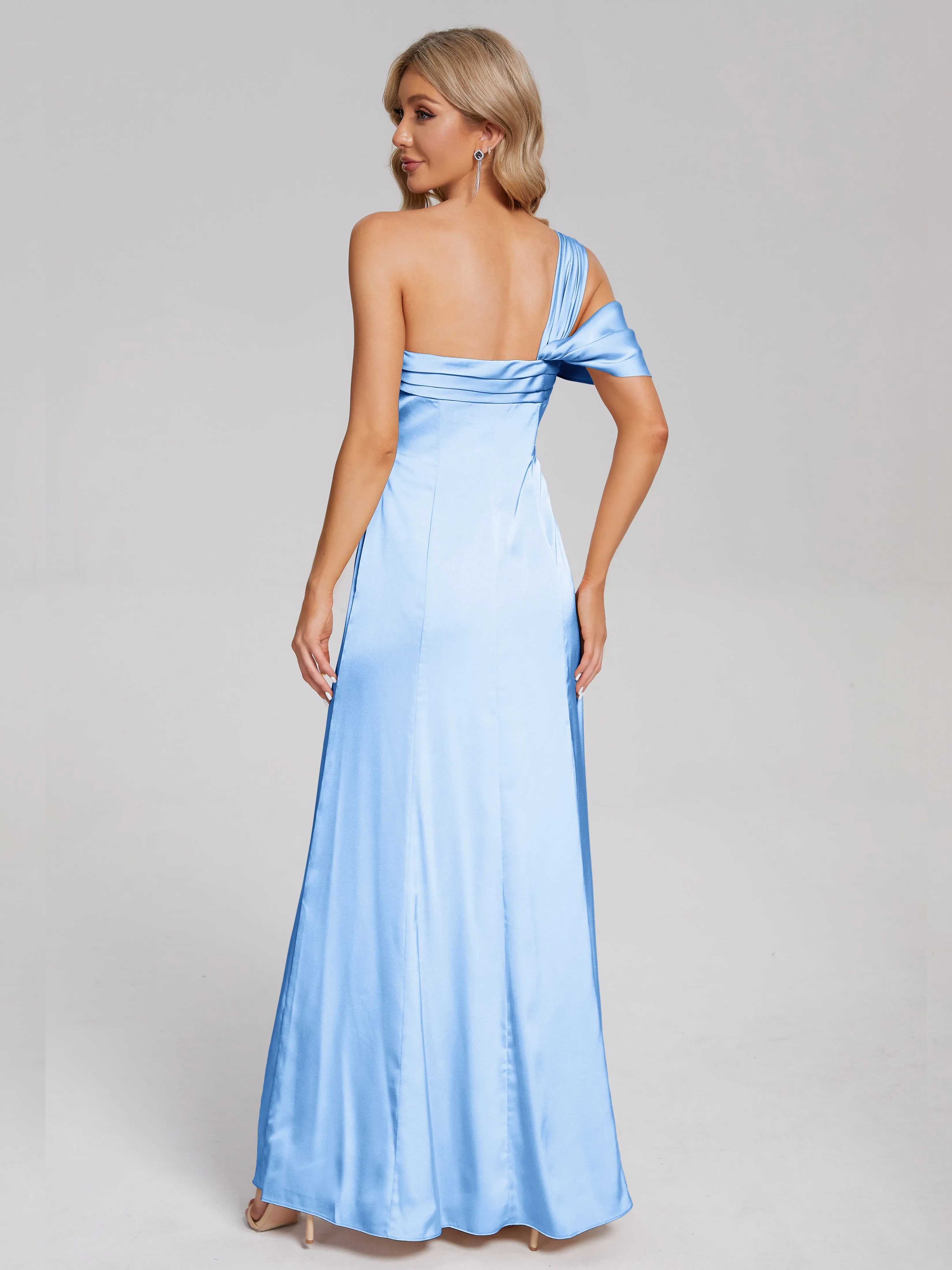 Raelyn Asymmetrical Pleats Soft Satin Dresses