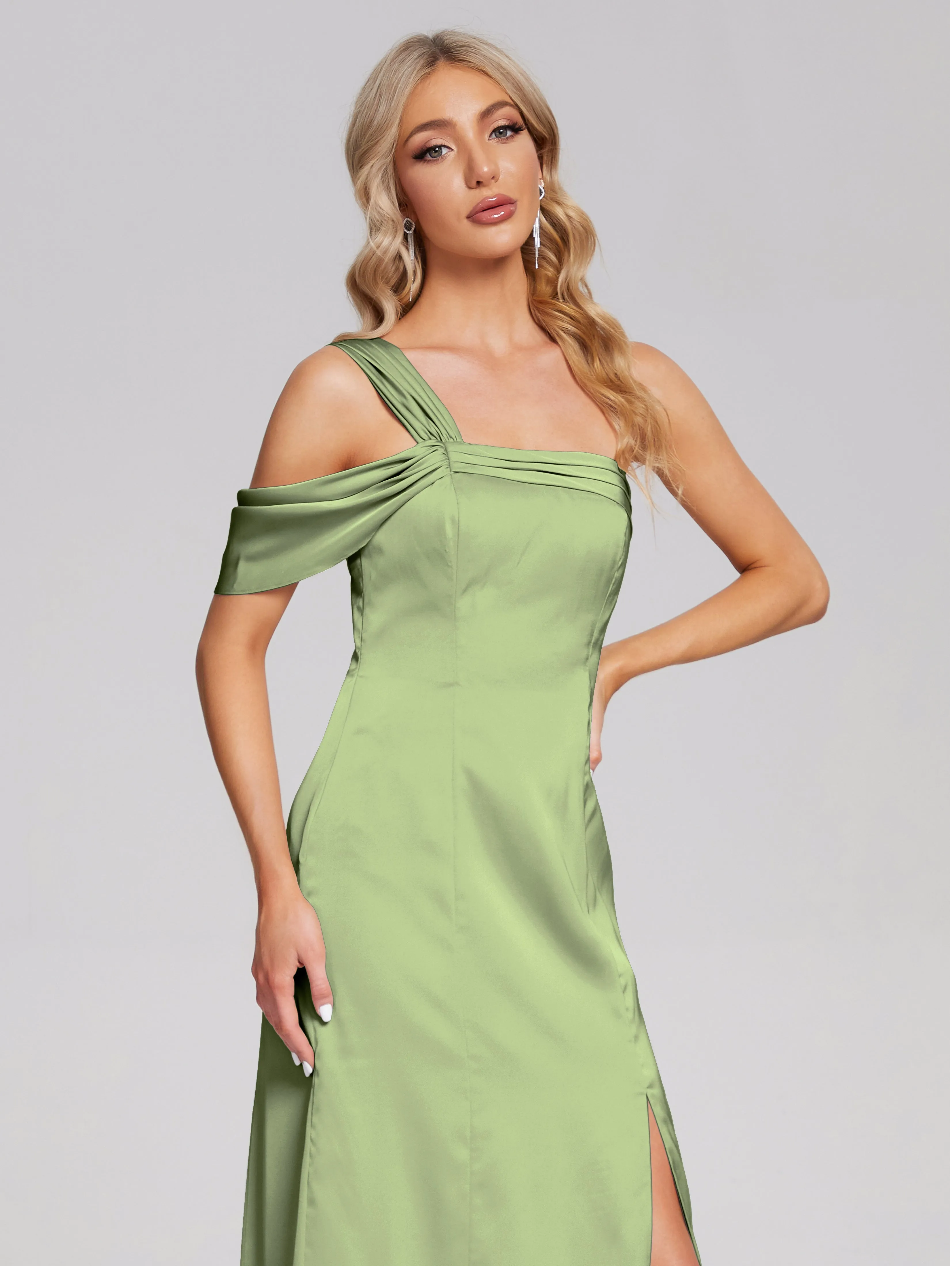 Raelyn Asymmetrical Pleats Soft Satin Dresses