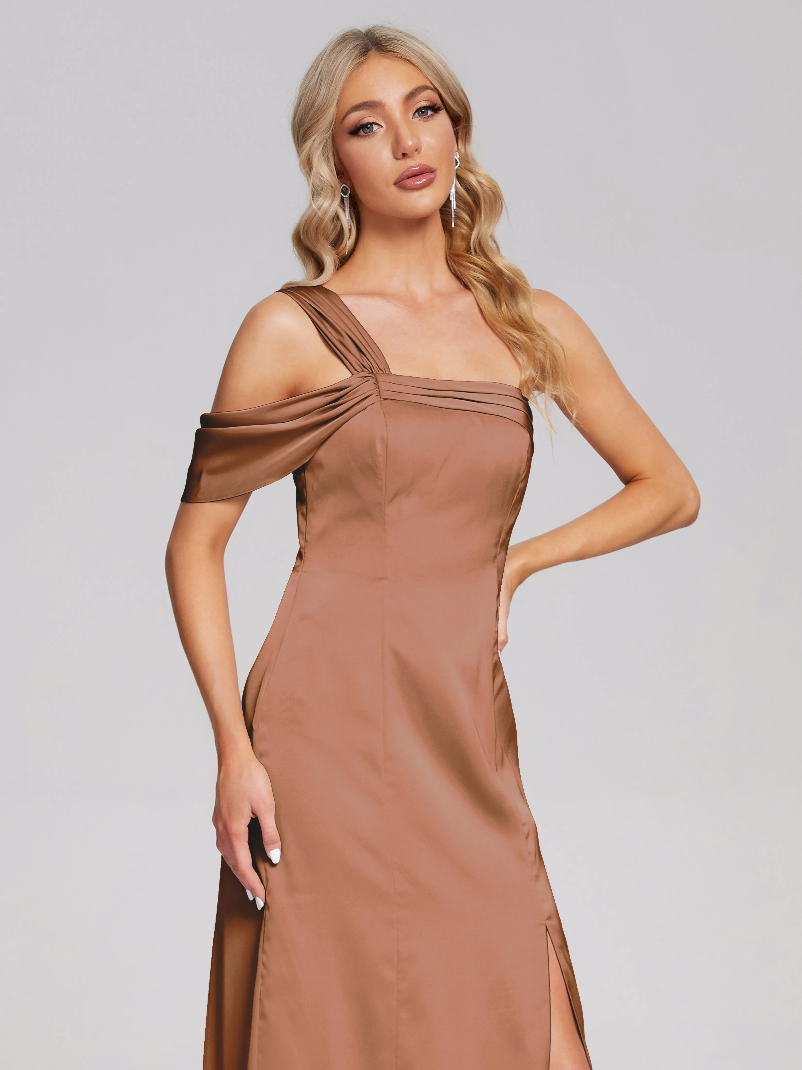 Raelyn Asymmetrical Pleats Soft Satin Dresses