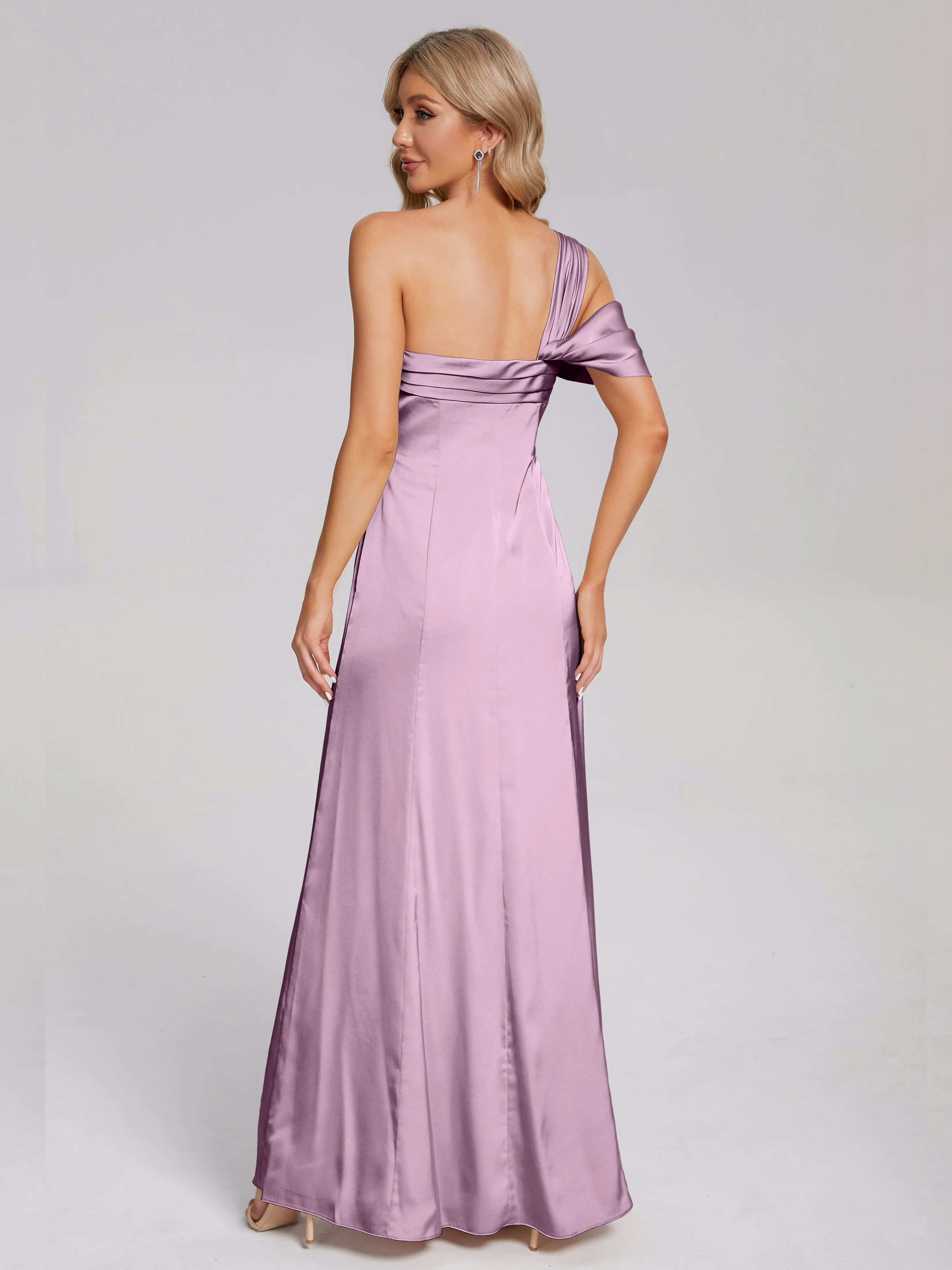 Raelyn Asymmetrical Pleats Soft Satin Dresses