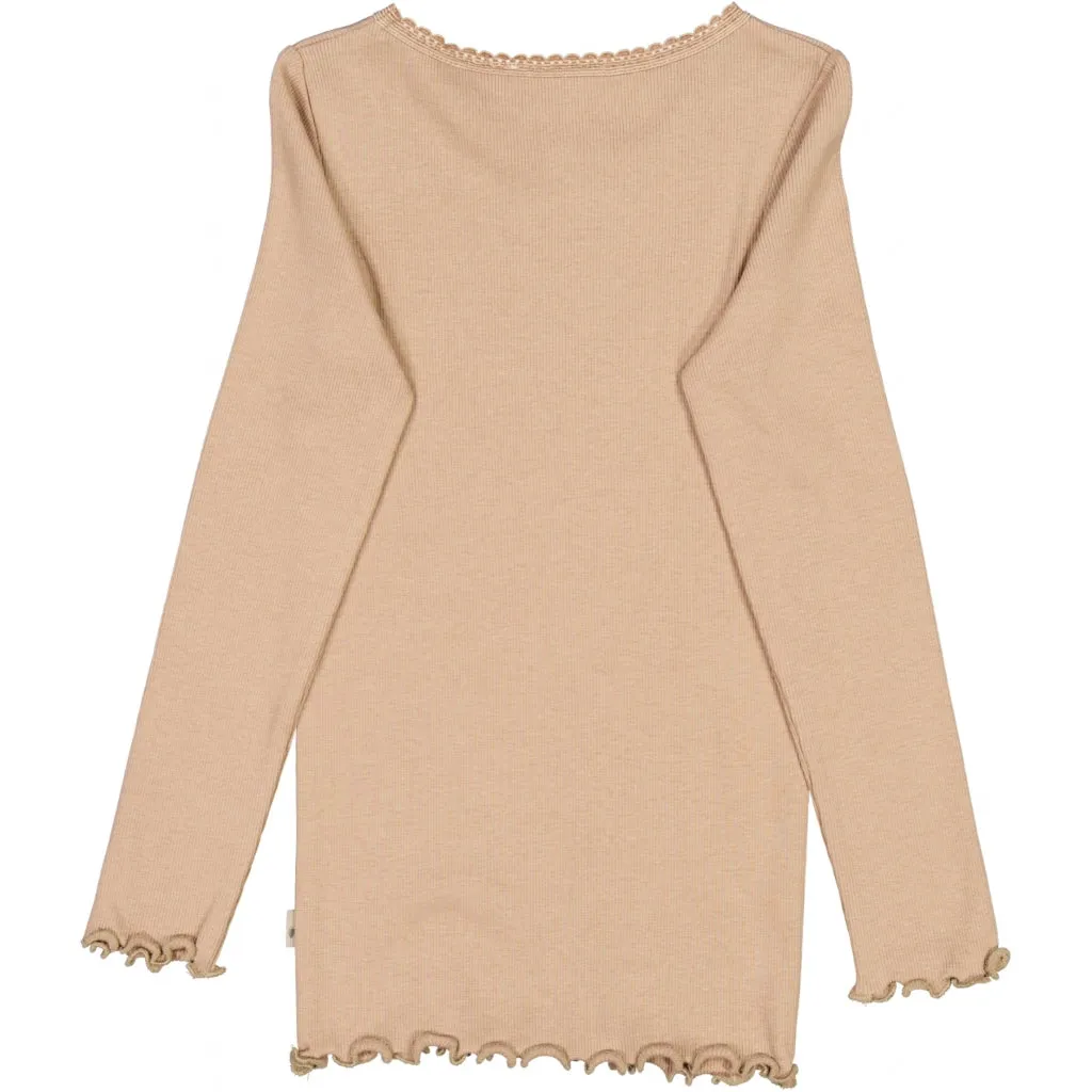 Rib T-Shirt Lace LS - affogato