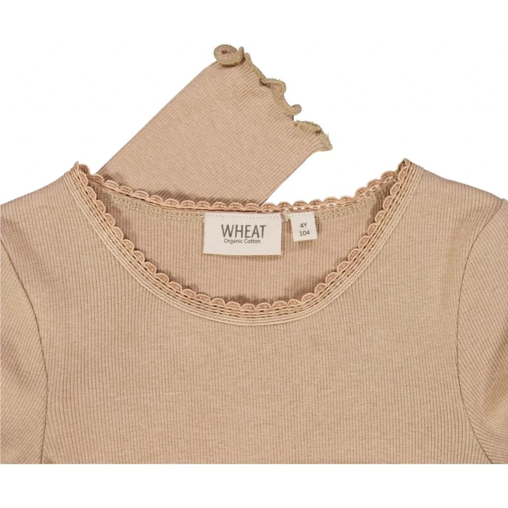 Rib T-Shirt Lace LS - affogato