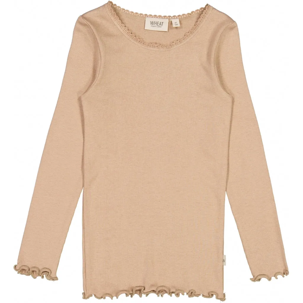 Rib T-Shirt Lace LS - affogato