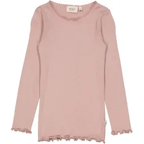 Rib T-Shirt Lace LS - powder brown