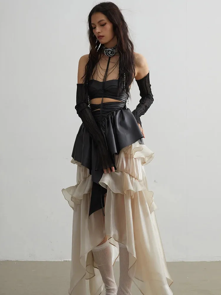 Saturn Ruffled Champagne Skirt