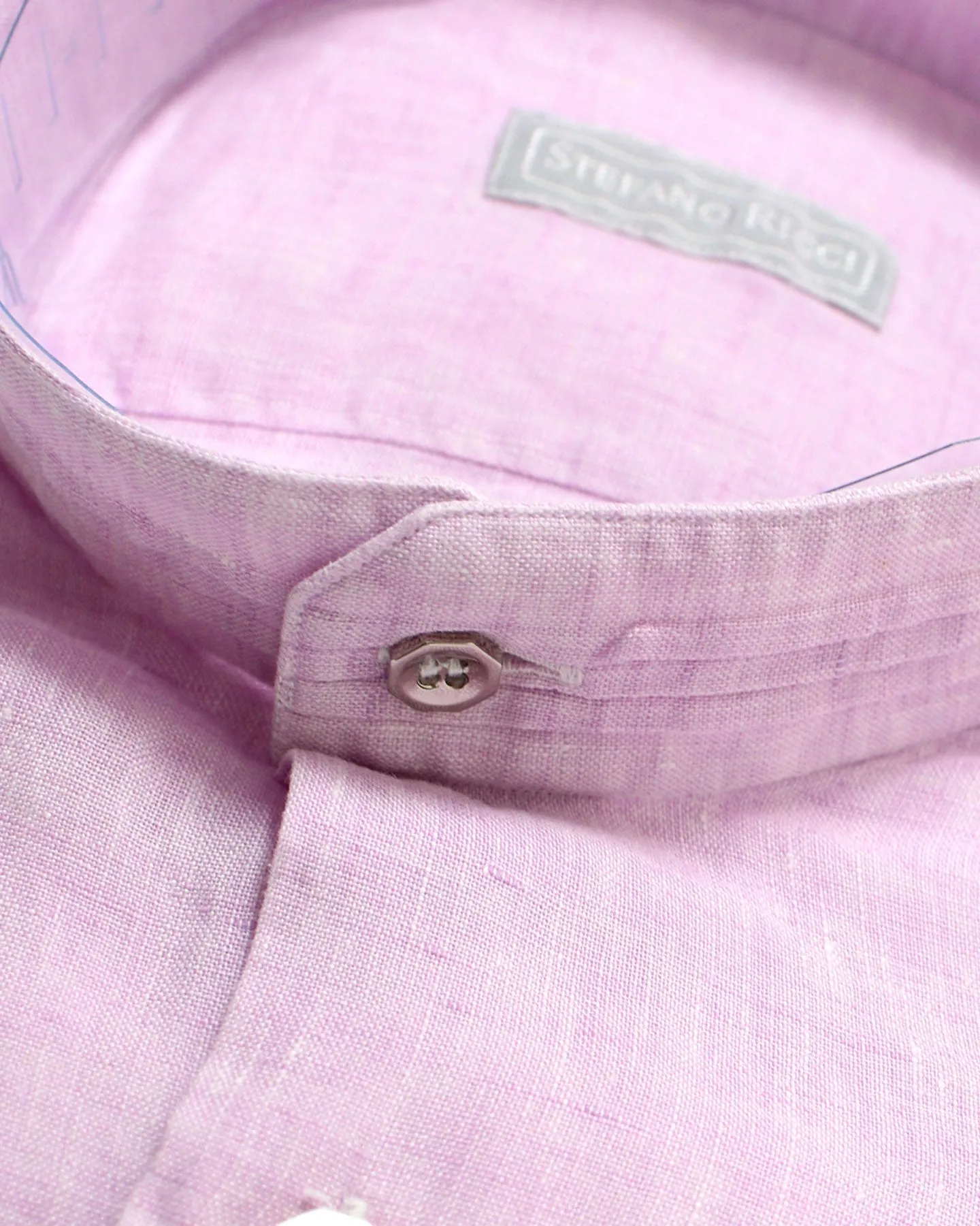 Stefano Ricci Linen Band Collar Shirt Pink 41 - 16 REDUCED SALE