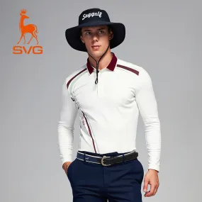 SVG Golf Men's Printed Long Sleeve Lapel Polo Shirt