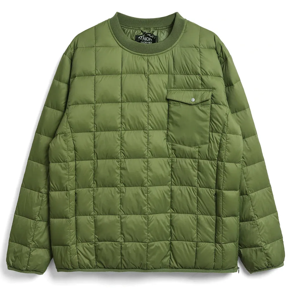 Taion Crew Neck Pocket Down Pullover Olive