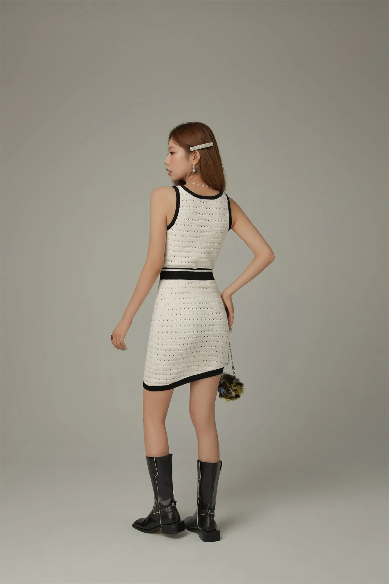 U-Neck Sleeveless Asymmetrical Mini Dress