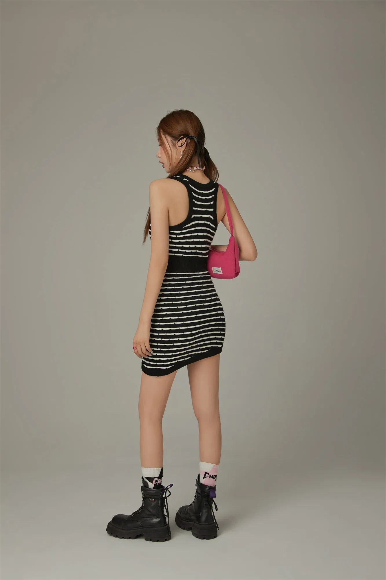 U-Neck Sleeveless Asymmetrical Mini Dress