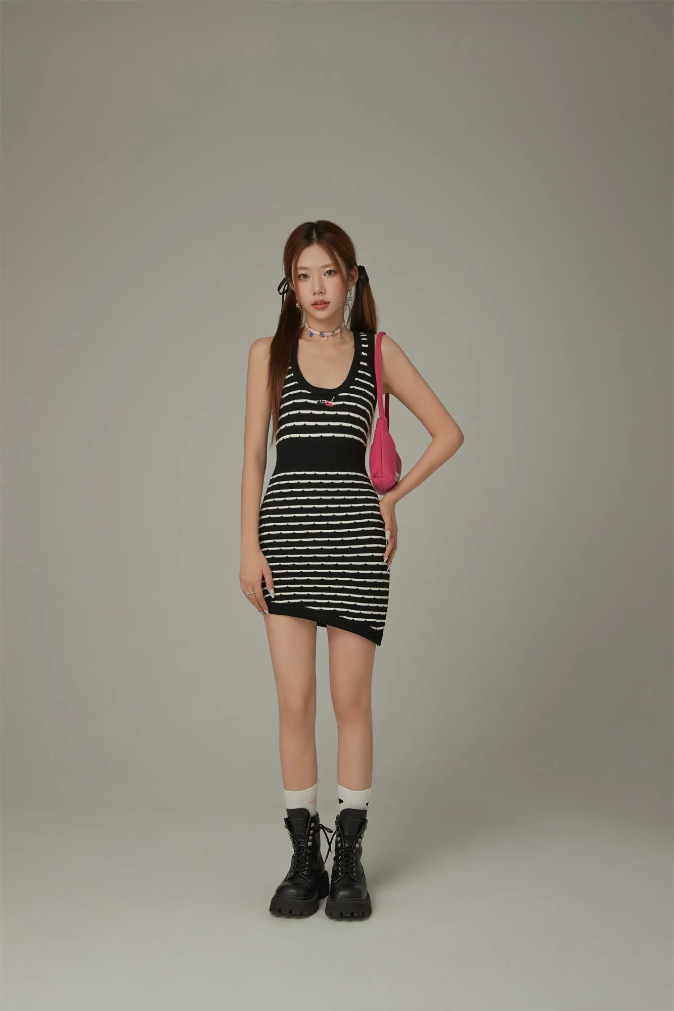 U-Neck Sleeveless Asymmetrical Mini Dress