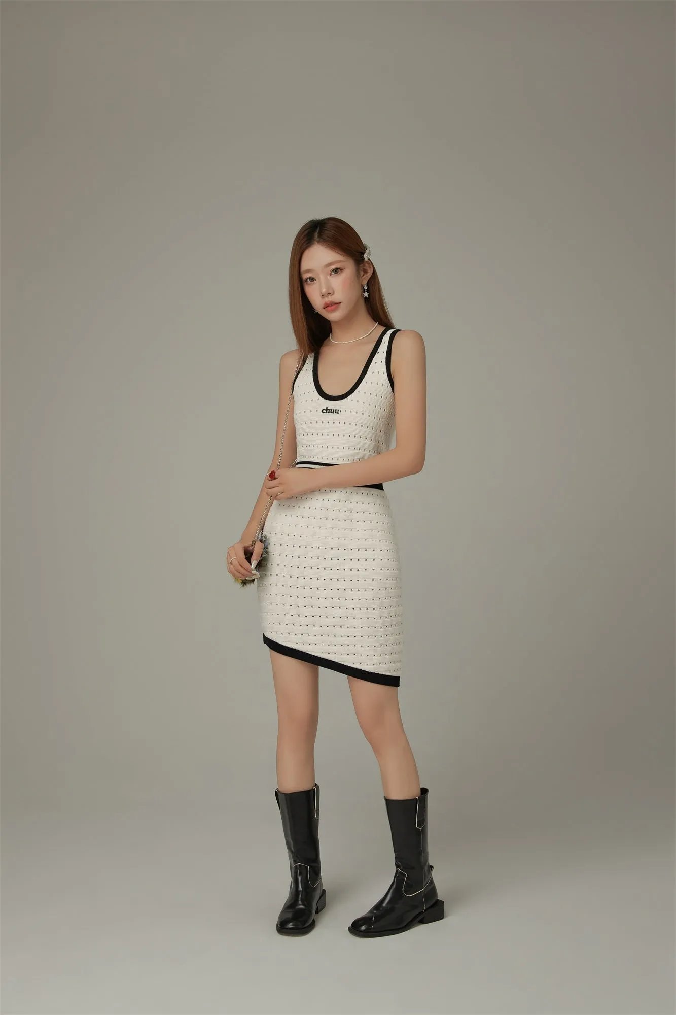 U-Neck Sleeveless Asymmetrical Mini Dress