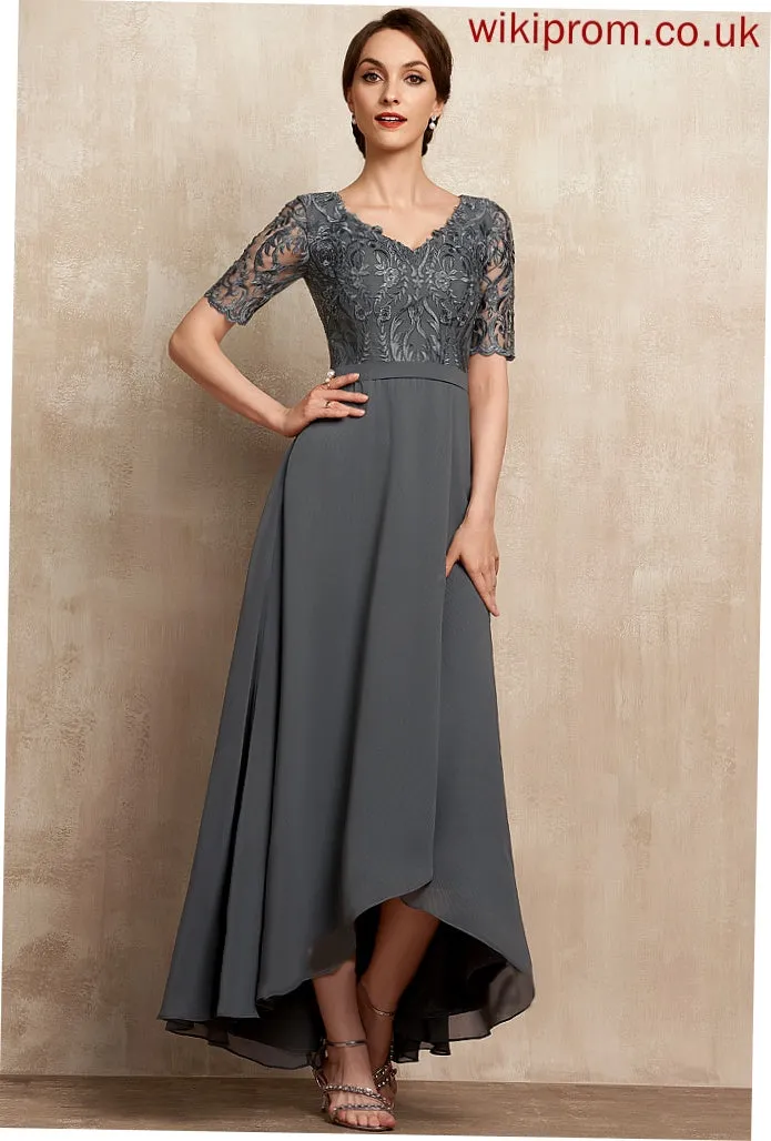 V-neck the Mother Asymmetrical Lace Mother of the Bride Dresses Dress Chiffon of Nita A-Line Bride