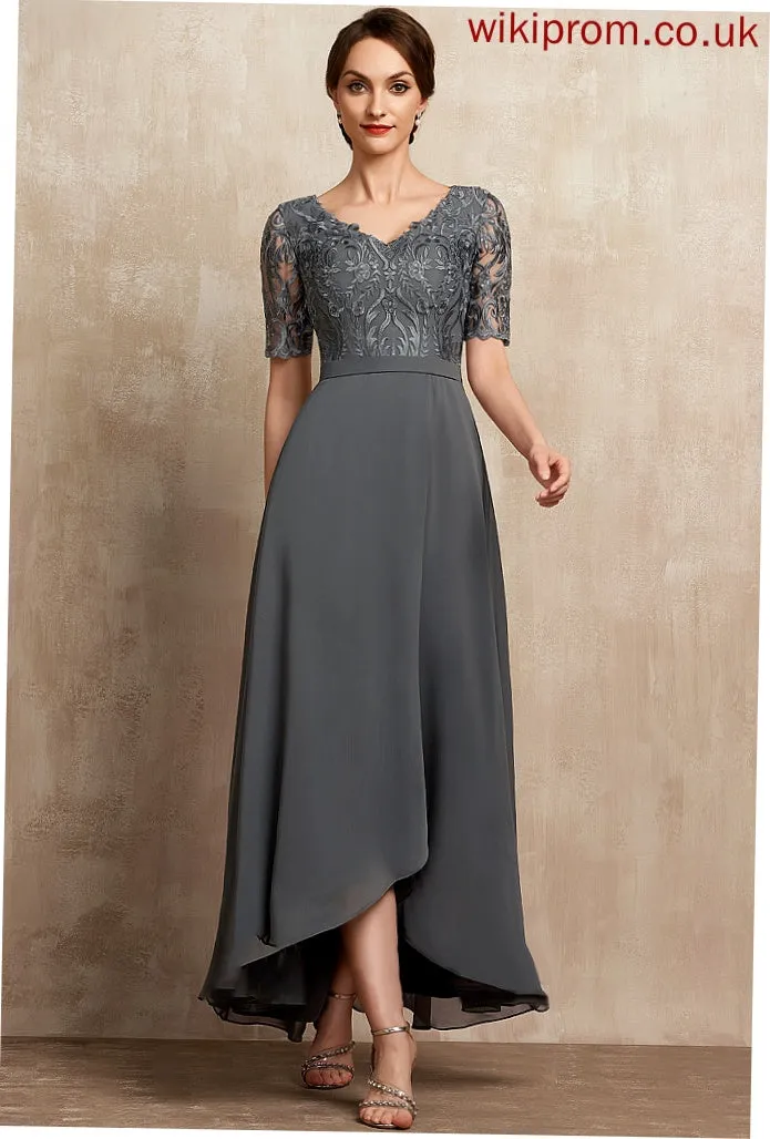 V-neck the Mother Asymmetrical Lace Mother of the Bride Dresses Dress Chiffon of Nita A-Line Bride