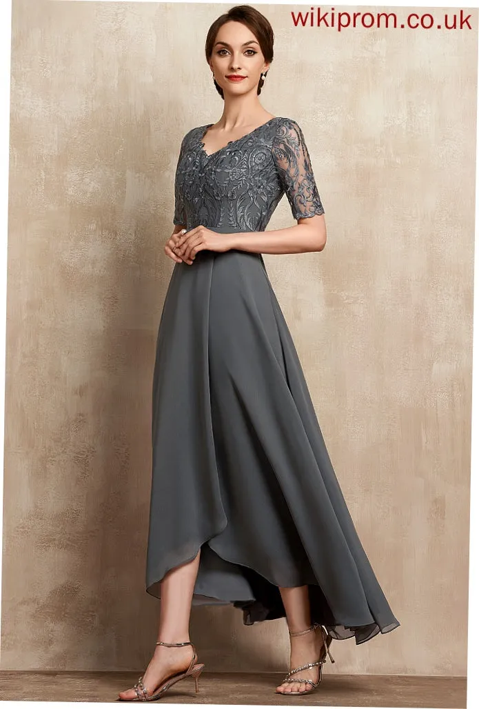 V-neck the Mother Asymmetrical Lace Mother of the Bride Dresses Dress Chiffon of Nita A-Line Bride