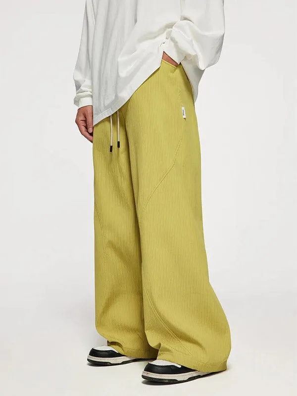 Yellow Wide Leg Pants with Adjustable Leg Open