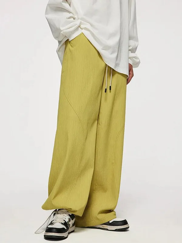 Yellow Wide Leg Pants with Adjustable Leg Open