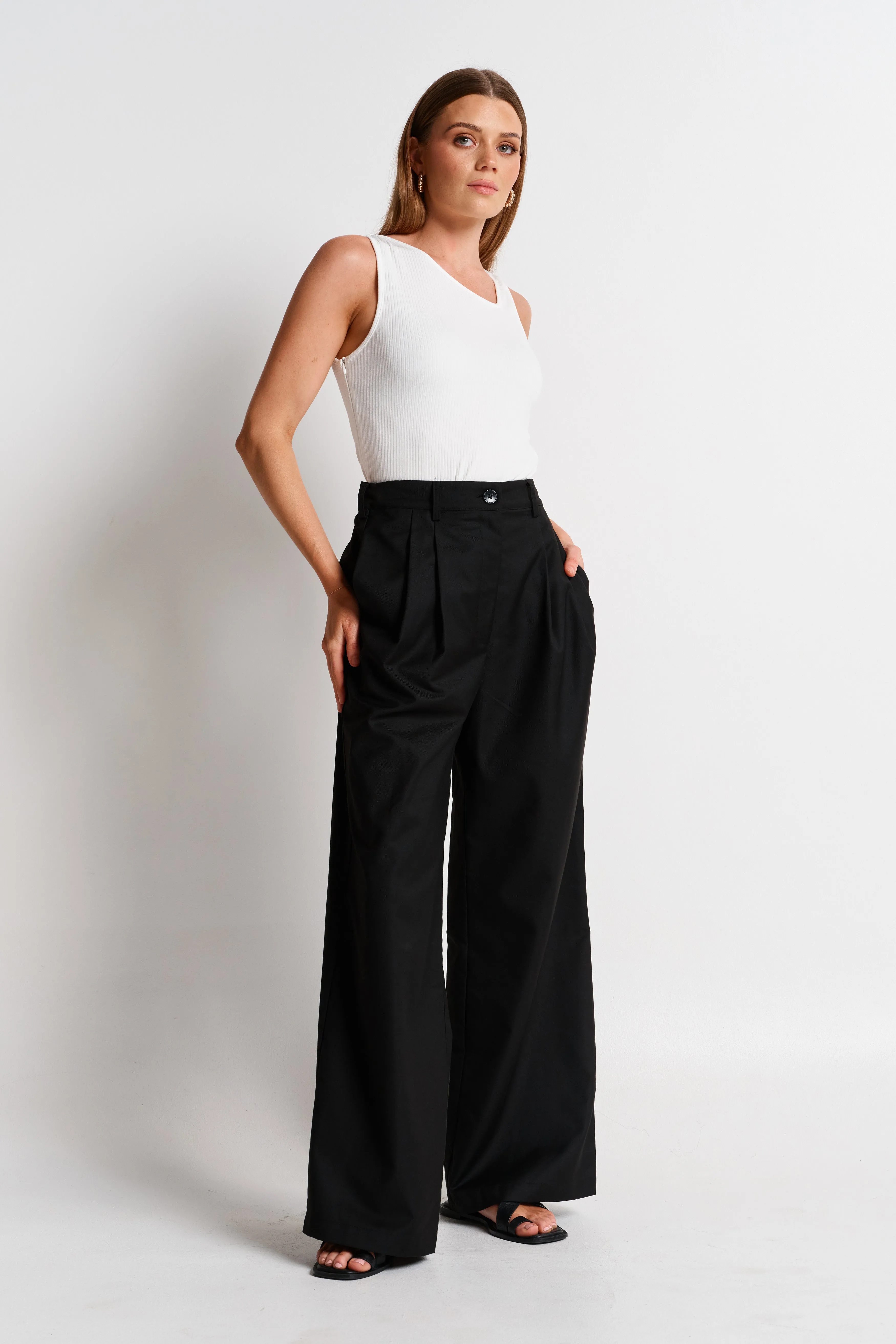 Zadie Adjustable Wide Leg Trouser - Black